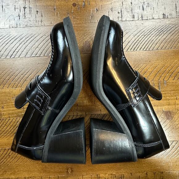 Steve Madden Womens Universe  Black Loafers Offord Chunky Pump 3' Heel Size 10 - Picture 15 of 16